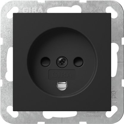Gira Danish socket outlet 16 A 250 V~ 107-2-D1, DK 1-1b with increased contact protection (Safety Plus) black matt (lacquered) System 55 — 4422005