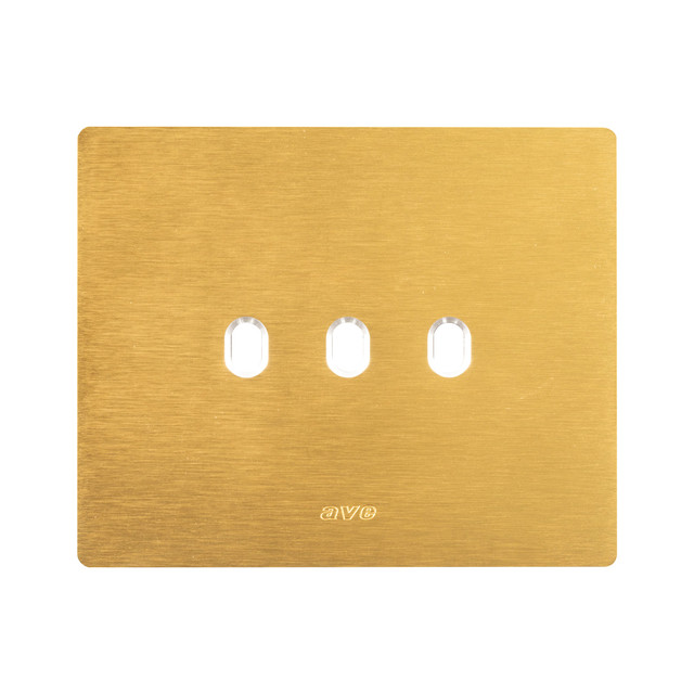 AVE NEW STYLE S44 ALUMINUM PLATE, GOLD COLOR – 3 CONTROLS – 3 MOD. — 44PANQ03ORO