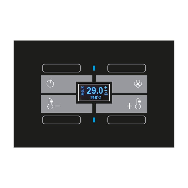 Blumotix Glass Button cover — KNX Glass Thermostat rectangular black with 4 programmable functions — BX-F-RBT4N