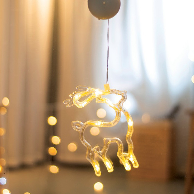 ACA Lighting "WINDOW PLASTIC DEER" 10 LED LIGHTS WW BATTERIES. (3ΧΑΑΑ) IP20 13X19CM — X04151109