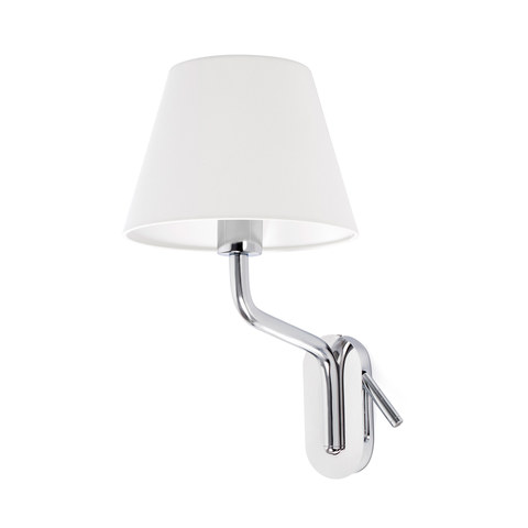 Faro Barcelona ETERNA Left chrome/white wall lamp with reading light — manufacturer representative image