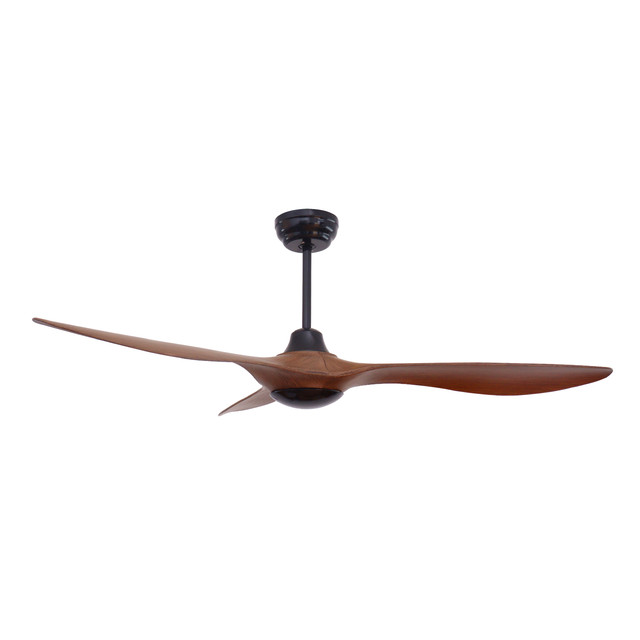 ACA Lighting DECORATIVE CEILING FAN WITHOUT LED DIAM132CM DC40W 3 BROWN ABS BLADES WITH REMOTE CONTROL 2 BLACK DOWNRODS 15&25CM — FANKVBR50