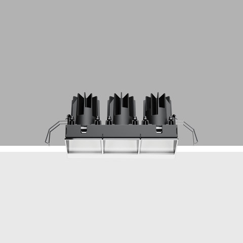iGuzzini P977 — 3-compartment recessed luminaire with wall washer fixed optic for neutral white LED — manufacturer representative image