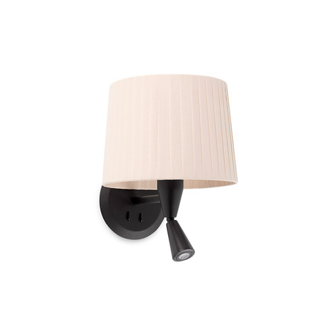 Faro Barcelona SAMBA Black/ribbon beige wall lamp with reading light — manufacturer representative image