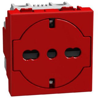 BTicino Italian standard P40 socket 2 P+E 16 A 250 V - 2 modules - red — Y4140A16FR