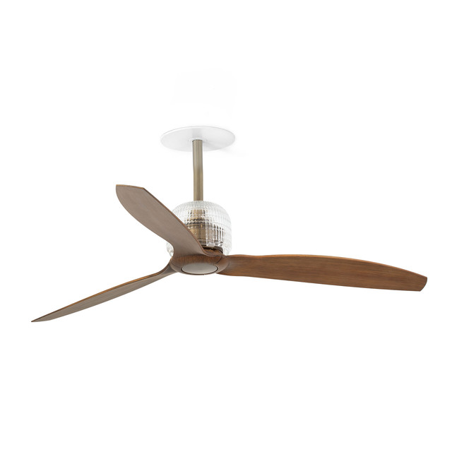 Faro Barcelona DECO FAN RECESSED M Old gold/walnut fan — 33398DR