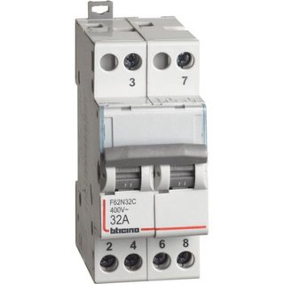 BTicino 2-way switch with zero central 2NO - 32A - 230/400V - 2 modules — F62N32C