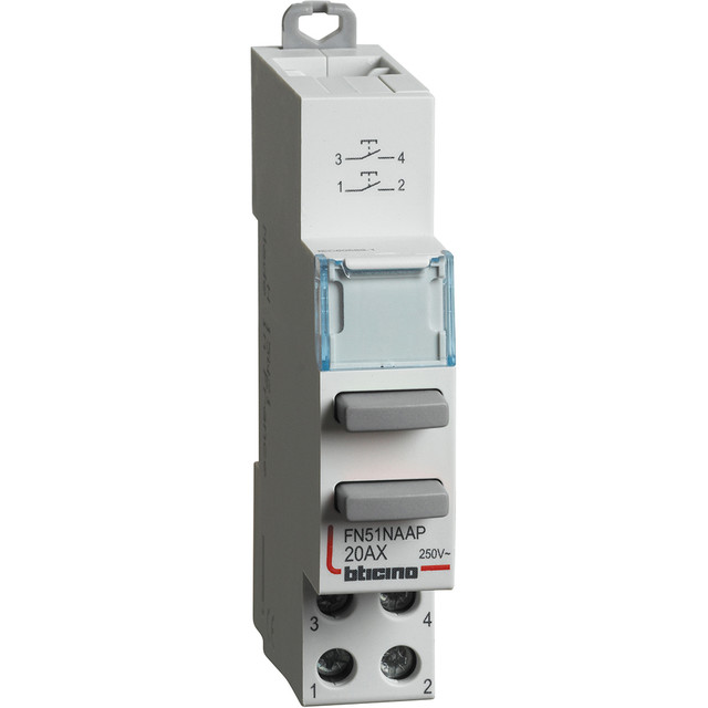 BTicino 1NO+1NO double pushbutton - 20A - 250V - 1 module — FN51NAAP