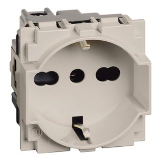BTicino P40 Italian standard socket 2P+E 10A and 16A 250 Vac 19 mm and 26 mm center distance — KM4140A16