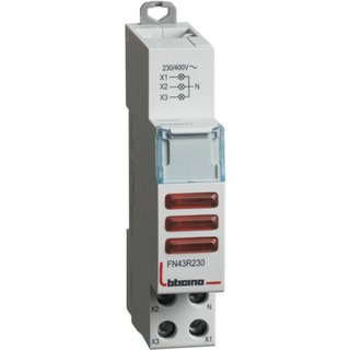BTicino Pilot Light with 3 red LED 230-400Vac - 1 module — FN43R230