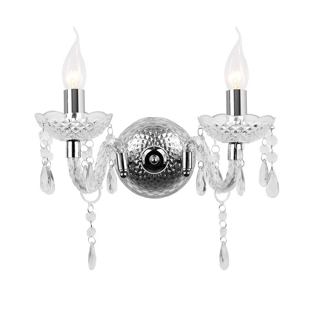 ACA Lighting NETTO WALL MOUNTED 2XE14 ACRYLIC TRANSPARENT + CHROME METAL 32X25CM PEGASUS — SF63992WC