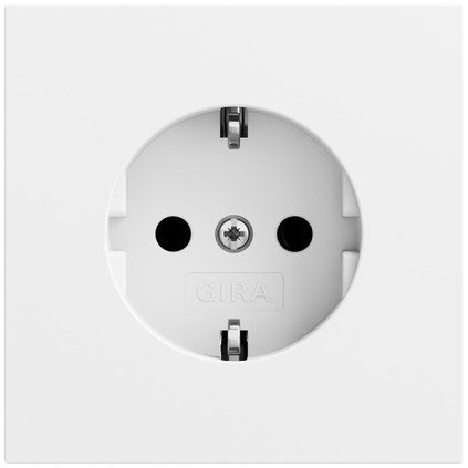 Gira SCHUKO socket outlet 16 A 250 V~ pure white matt (lacquered) Plug terminals — 418872