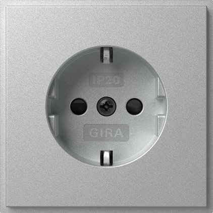 Gira SCHUKO socket outlet 16 A 250 V~ with increased contact protection (Safety Plus) (IP20) colour aluminium TX_44 — 445365