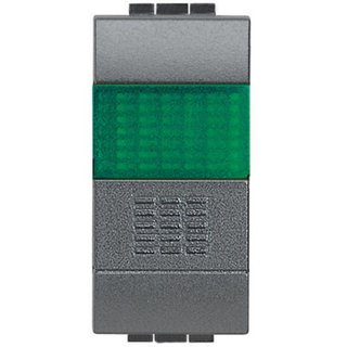 BTicino Pushbutton 1P - NO 10A 250 Vac - lamp carrier green — L4038V