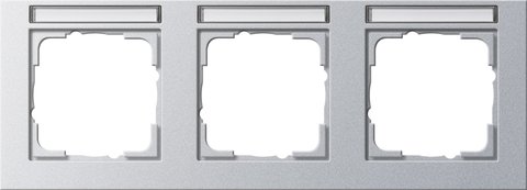 Gira E2 cover frame with inscription space colour aluminium colour aluminium (lacquered) — 109325