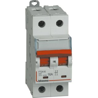 BTicino Disconnector - accessoriables with contacts and releases In=16A - 2P - 2 modules — F72A16