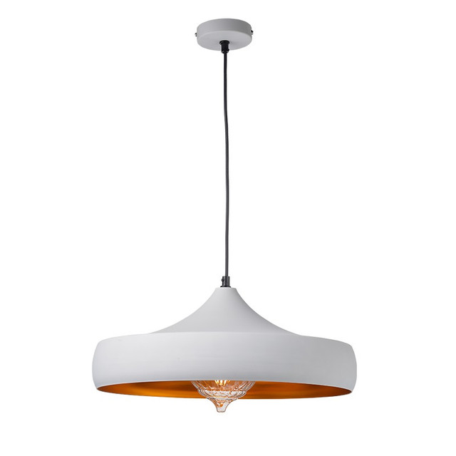 ACA Lighting PENDANT LUMINAIRE 1ΧΕ27 METALIC WHITE/GOLD Φ46ΧΗ123CM CALIPHATE — KS07961PWG