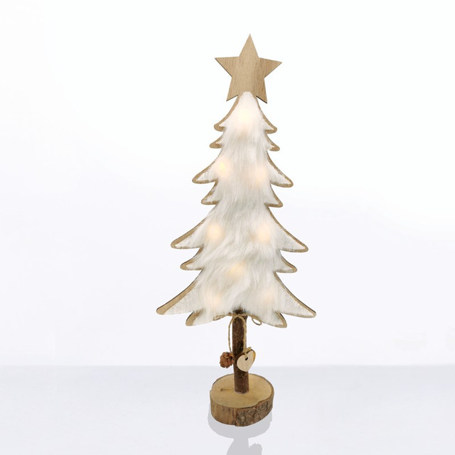 ACA Lighting "WOODEN TREE WHITE FUR" 8 MINI LED LIGHTS BAT. (2xAAA), WW,IP20, 17.5X7X35CM — X06811219