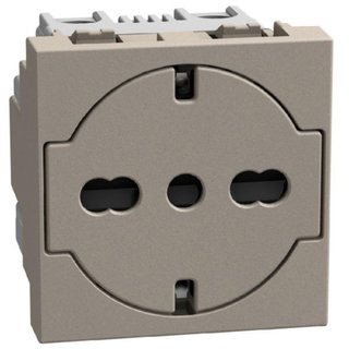 BTicino Italian standard P40 socket 2 P+E 16 A 250 V - 2 modules - stone — YG4140A16F