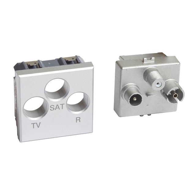 BTicino Star demixed coaxial socket for single-user aerial systems, also remote powered and shunting centralised — H4210M2D
