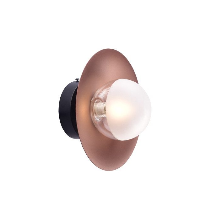 ACA Lighting WALL MOUNTED LIGHTING 1ΧEG9 COPPER/BLACK METAL+ GLASS D20X15CM HYDRA — HL4301W20BC
