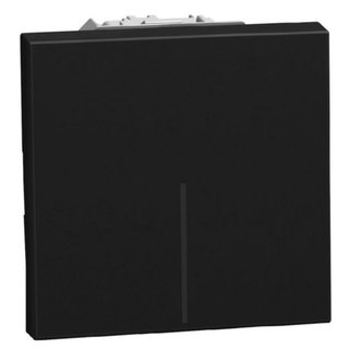 BTicino 4-way switch 1P 10AX 2 modules dark, rocker, lightable, screw & plate terminals — YD4004M2