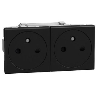 BTicino French standard socket 2 P+E 16 A 250 V - flat - automatic clamps - duplex 4 modules - stone — YD4142M2AF