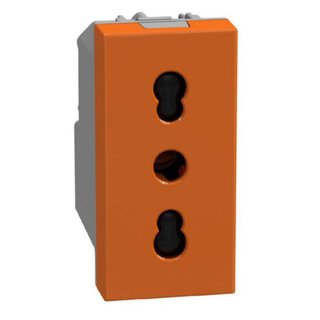 BTicino Italian standard P17/11 socket 2P+E 16 A 250 V - 1 module - orange — Y4180O