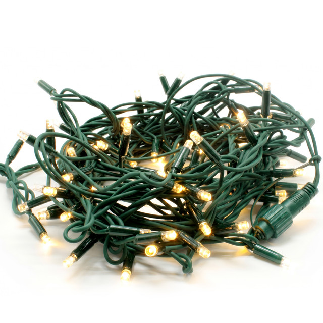 ACA Lighting XMAS GREEN RUBBER CABLE 100LED STRING LIGHTS 10cm SPACING WARM WHITE CONNECTABLE MAX 20SETS IP65 L10m 1.5m LEAD CABLE — 100WWC65RGR