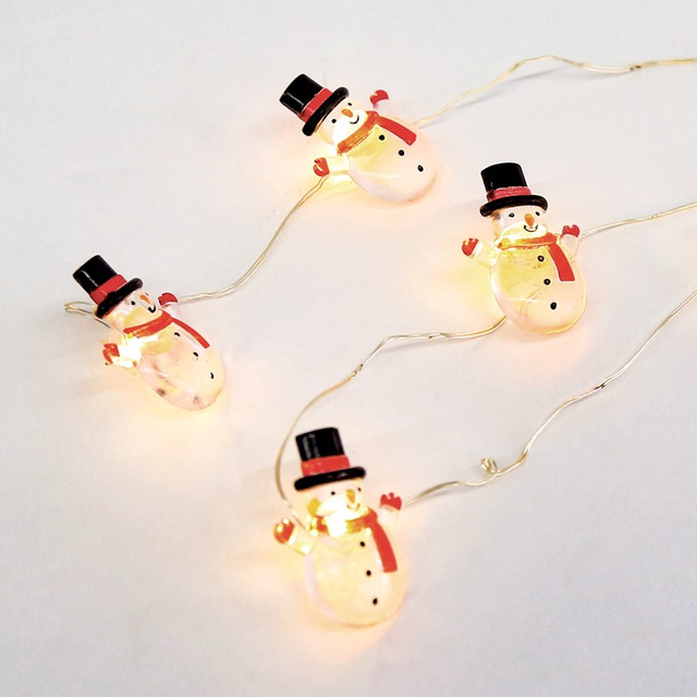 ACA Lighting "SNOWMAN" 15 MINI LED STRING LIGHTS, WW, SILVER COPPER WIRE, BAT. (2ΑΑ),IP20, 140+30CM TRAN/NT CABLE — X07151102