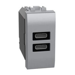 BTicino USB charger with 2 type C ports - 20W — NT4192CC