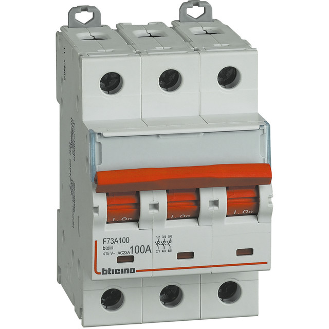 BTicino Disconnector - accessoriables with contacts and releases In=100A - 3P - 3 modules — F73A100