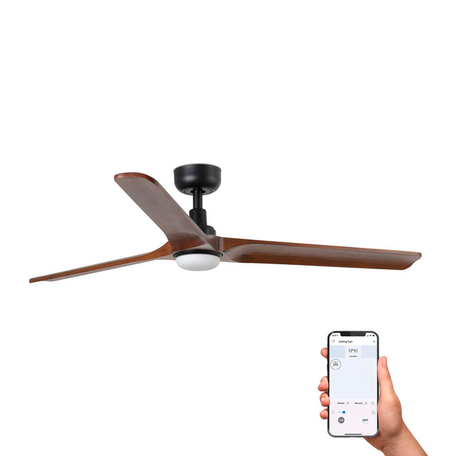 Faro Barcelona HEYWOOD L Ceiling fan black/walnut TUYA — 33809WT-1TW