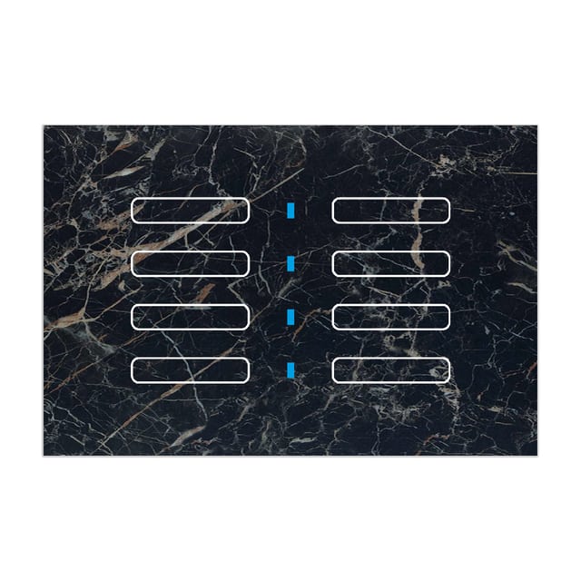 Blumotix Glass Marble cover — 8 buttons, rectangular, black marble effect — BX-F-RBM8N