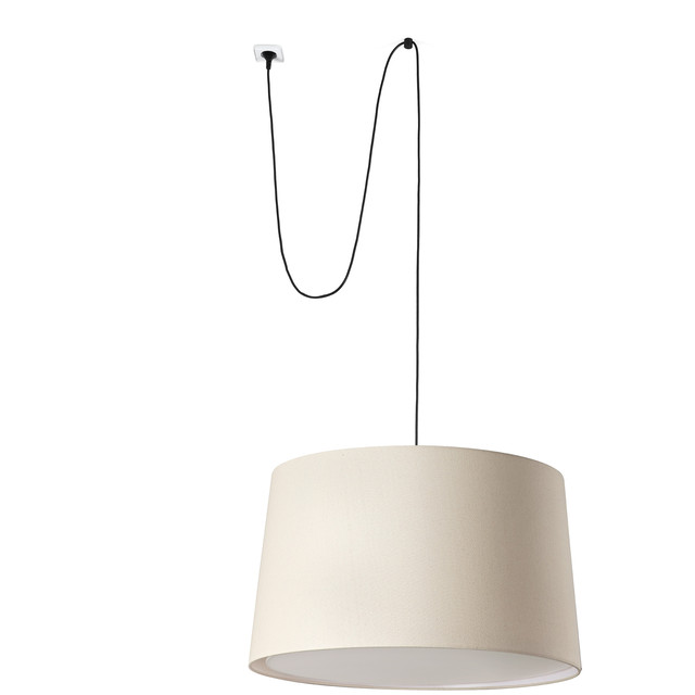 Faro Barcelona WINDSOR Black/Linen pendant lamp with plug — 64331-153