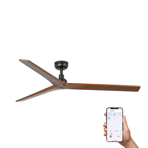Faro Barcelona KLIM L Ceiling fan black/walnut TUYA — manufacturer representative image