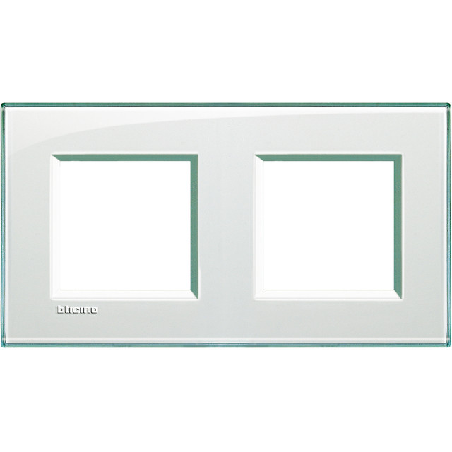 BTicino Square cover plate 2x2P 71mm Aquamarine — LNA4802M2KA