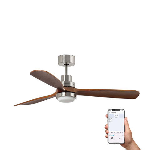 Faro Barcelona LANTAU XL LED Ceiling fan nickel matt/walnut 3000K TUYA — manufacturer representative image
