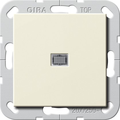 Gira British Standard rocker switch (BS EN 60669-1) 20 AX 250 V~ with rocker and control light cream white glossy Circuit breaker, 2-pole — 283401