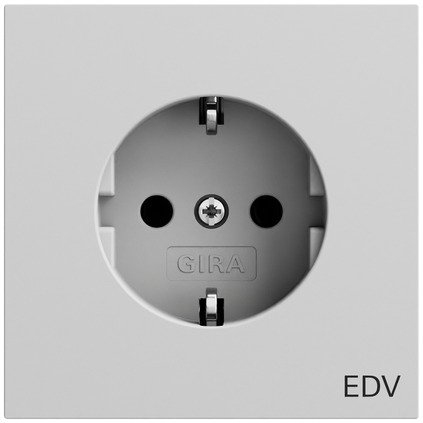 Gira SCHUKO socket outlet 16 A 250 V~ with imprint “EDV" grey matt (lacquered) — 445876