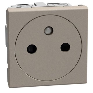 BTicino French standard socket 2 P+E 16 A 250 V - flat - 2 module - stone — YG4142AF
