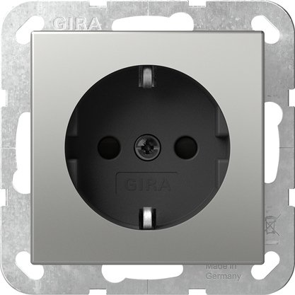 Gira SCHUKO socket outlet 16 A 250 V~ stainless steel Screw terminals — 4180600