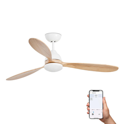 Faro Barcelona POROS L LED White/pine fan TUYA — manufacturer representative image