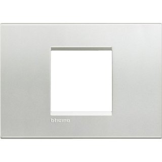 BTicino Square cover plate 2 modules centred - silver — LNA4819AG