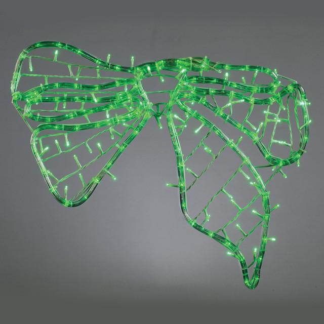 ACA Lighting "BOW, 96 LED MOTIF 4m 2-WIRE ROPE LIGHT & 96 LED STRING LIGHTS WITH ADAPTOR (36VDC), GREEN, IP44, 60x45cm, WHITE CABLE, 5m — XBOWLEDG60