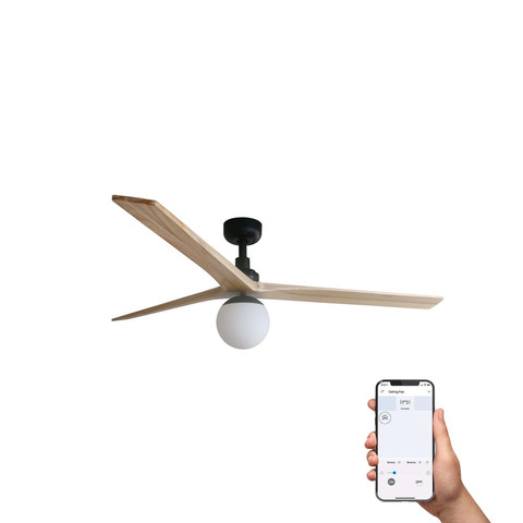 Faro Barcelona KLIM L Ceiling fan black/pine E27 TUYA — manufacturer representative image