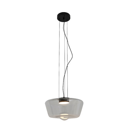 ACA Lighting DROP-PENDANT LAMP BLACK METAL + GLASS LED 12W 3000K-4000K-6000K 960LM IP20 D300xH1200 — manufacturer representative image
