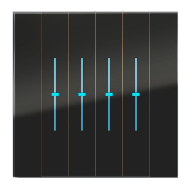 Blumotix Glass Vertical cover — Square glass keypad, black on black base, 8 functions — BX-F-QQBV