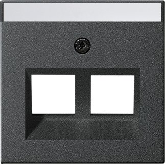 Gira Cover with 30° angled socket outlet and inscription space for support ring Modular Jack, 2-gang anthracite — 264028