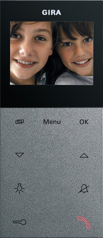 Gira Surface-mounted video home station Plus colour aluminium System 55 — 123926